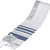 Acrylic Tallit with Blue and Silver Stripes