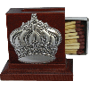 Wood Matchbox with Sterling Silver Crown - 8703