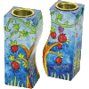 Fitted Connected Pomegranates Candlesticks Hand-Painted by Yair Emanuel