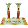 Colorful Crystal Candlestick Set with Matching Tray by Lily Art