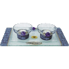 Blue Crystal Tea Light Candlestick Set with Matching Tray by Lily Art
