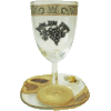 Brown Glass Kiddush Cup and Matching Coaster with Grapes by Lily Art