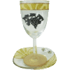 Pearl and Gold Glass Kiddush Cup and Matching Tray with Grapes - Lily Art