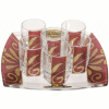 Burgundy Glass Liquor Set with Matching Tray by Lily Art